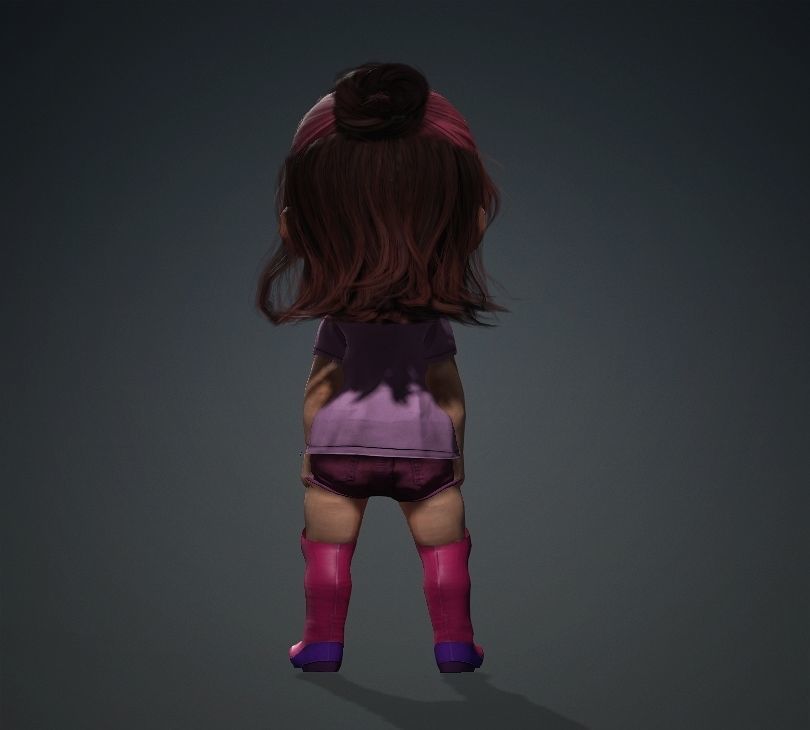 Cartoon Girl Rigged 3D model 3D model_2