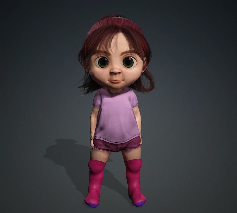 Cartoon Girl Rigged 3D model 3D model_4