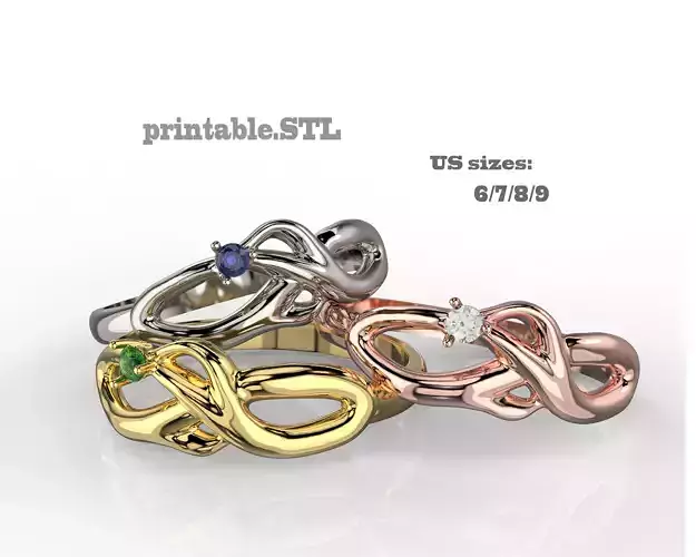 Printable STL jewelry engagement ring vintage infini  3D print model