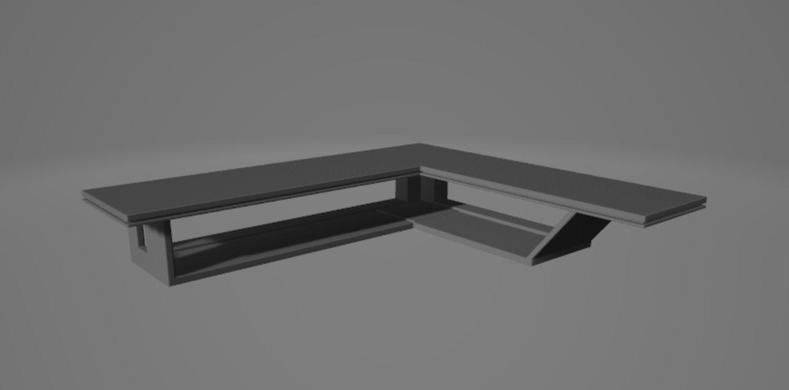 L shaped table 3D model_4
