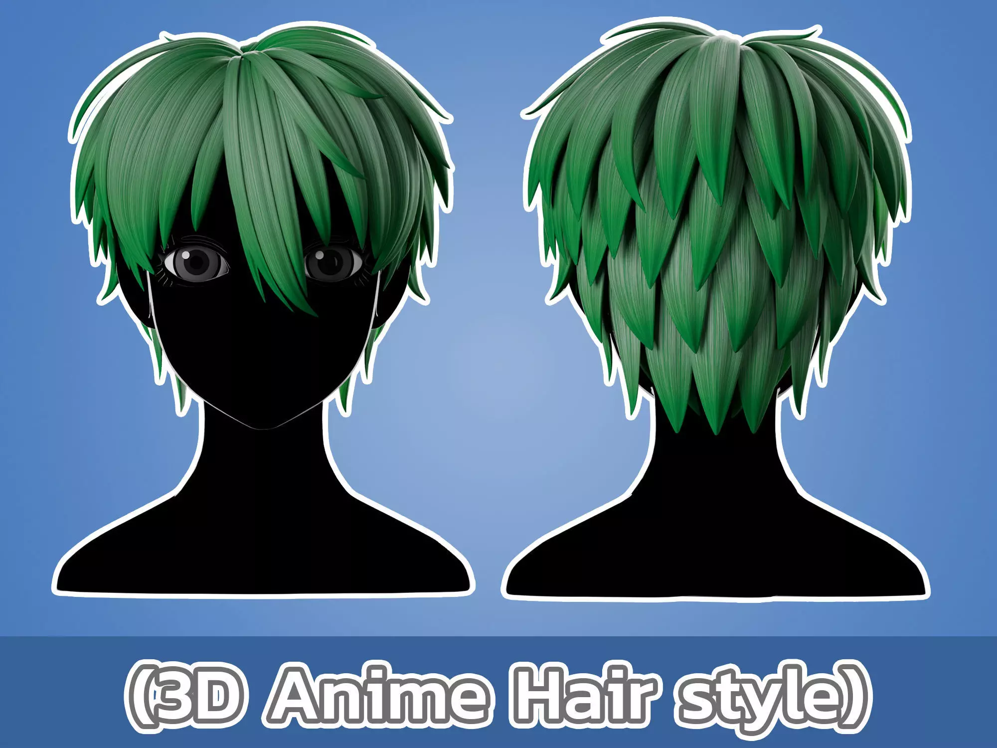 Anime hair style 28 Low-poly 3D model