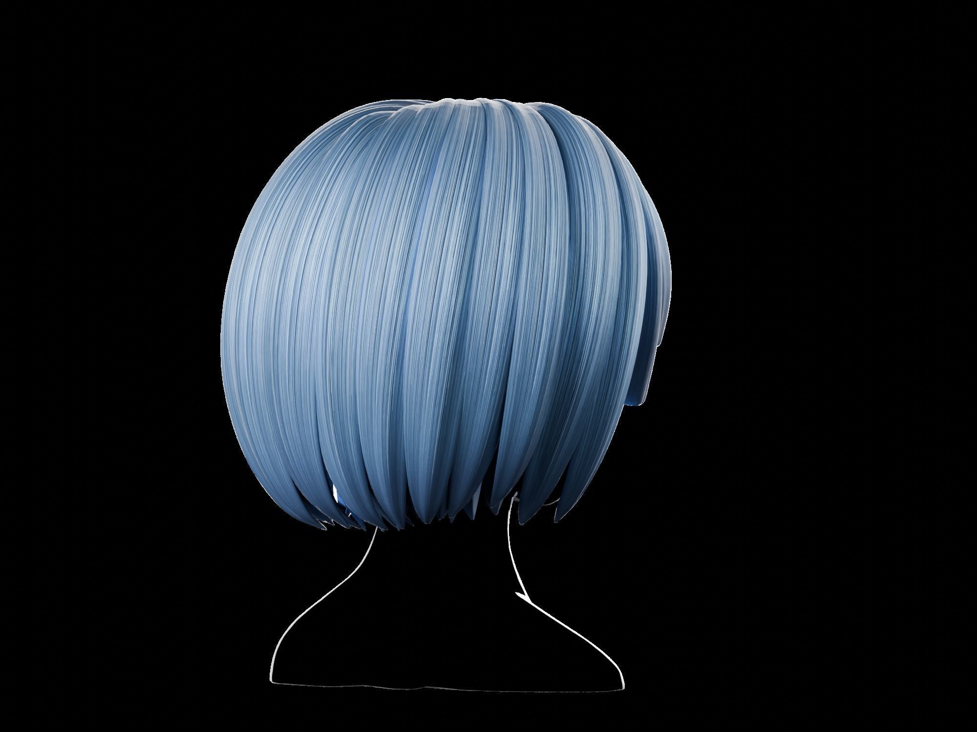 Anime hair style 29 Low-poly 3D model_6