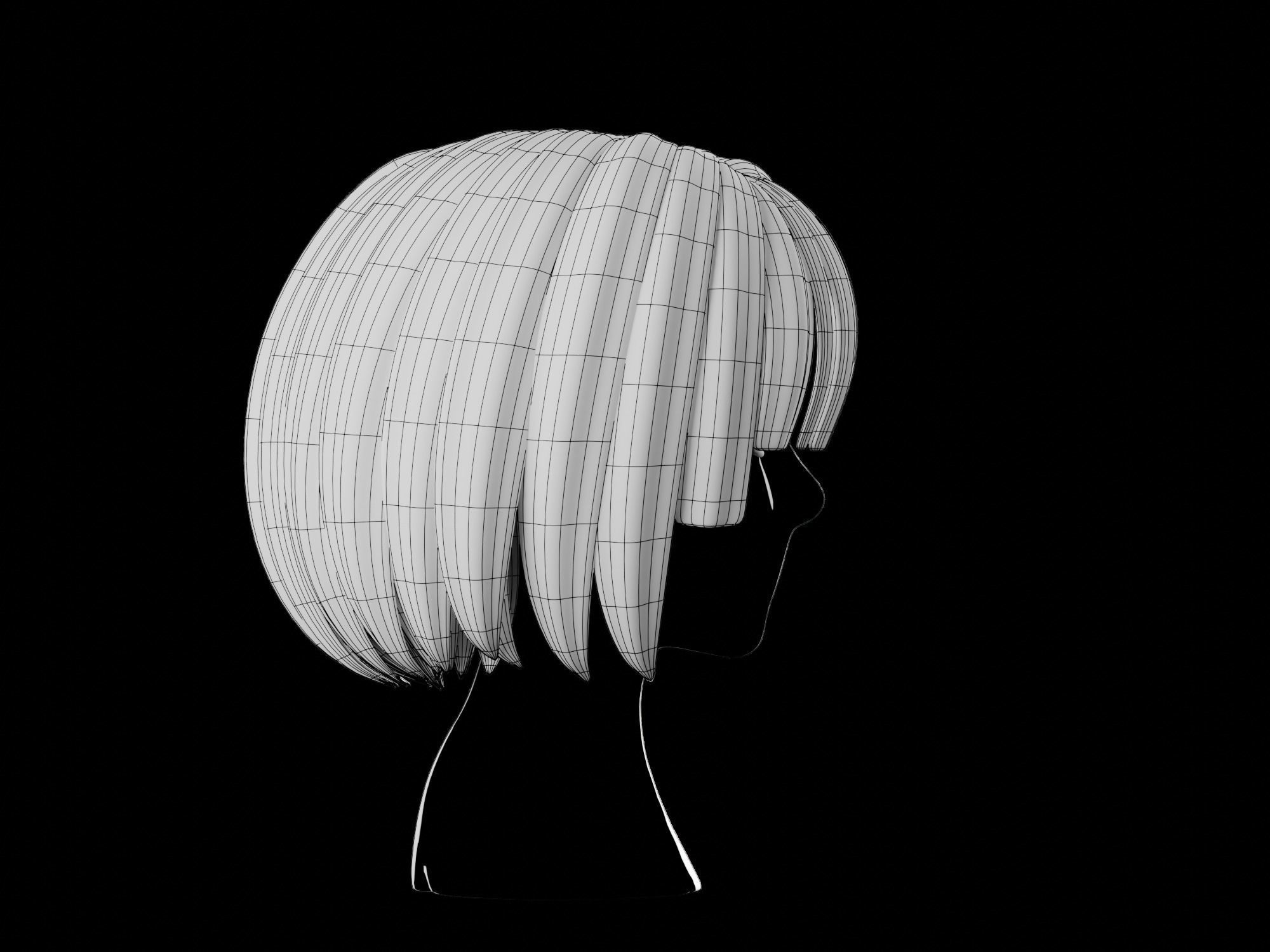 Anime hair style 29 Low-poly 3D model_15