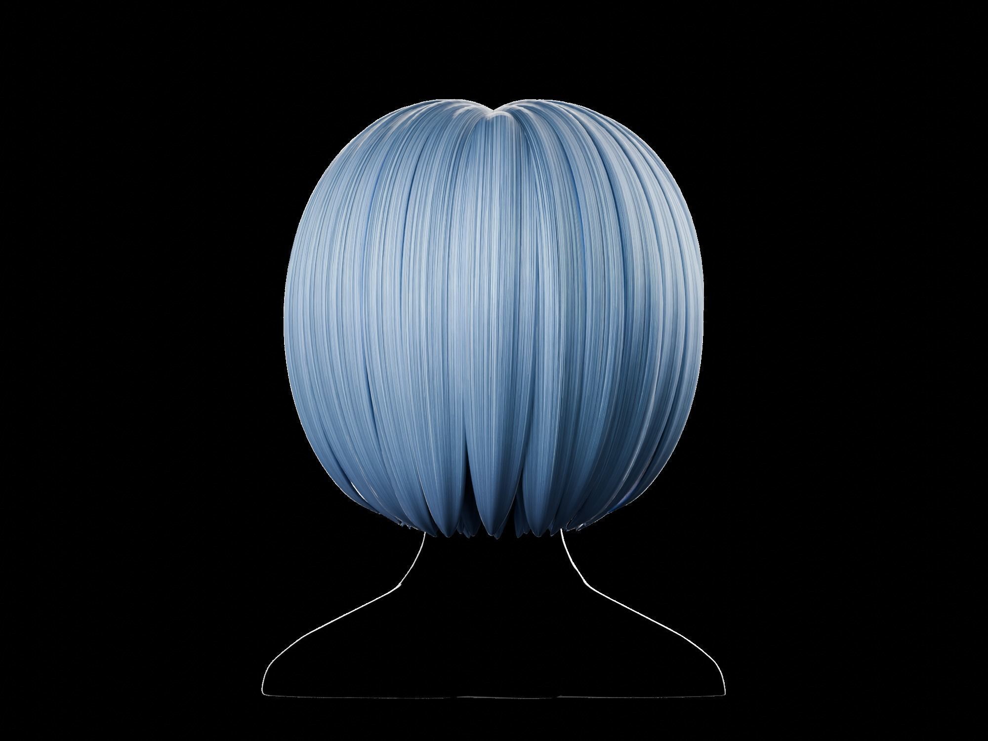 Anime hair style 29 Low-poly 3D model_5