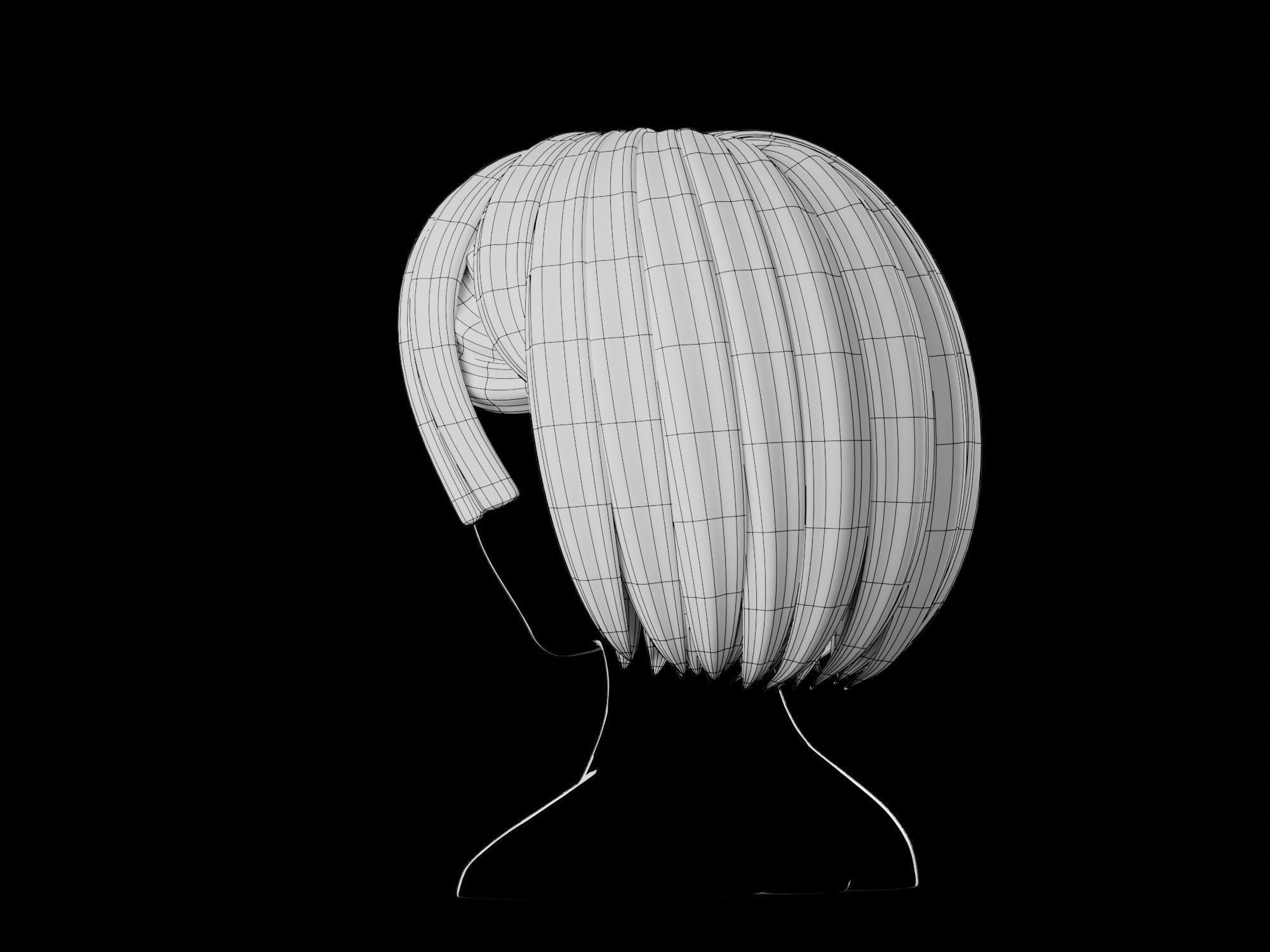 Anime hair style 29 Low-poly 3D model_12