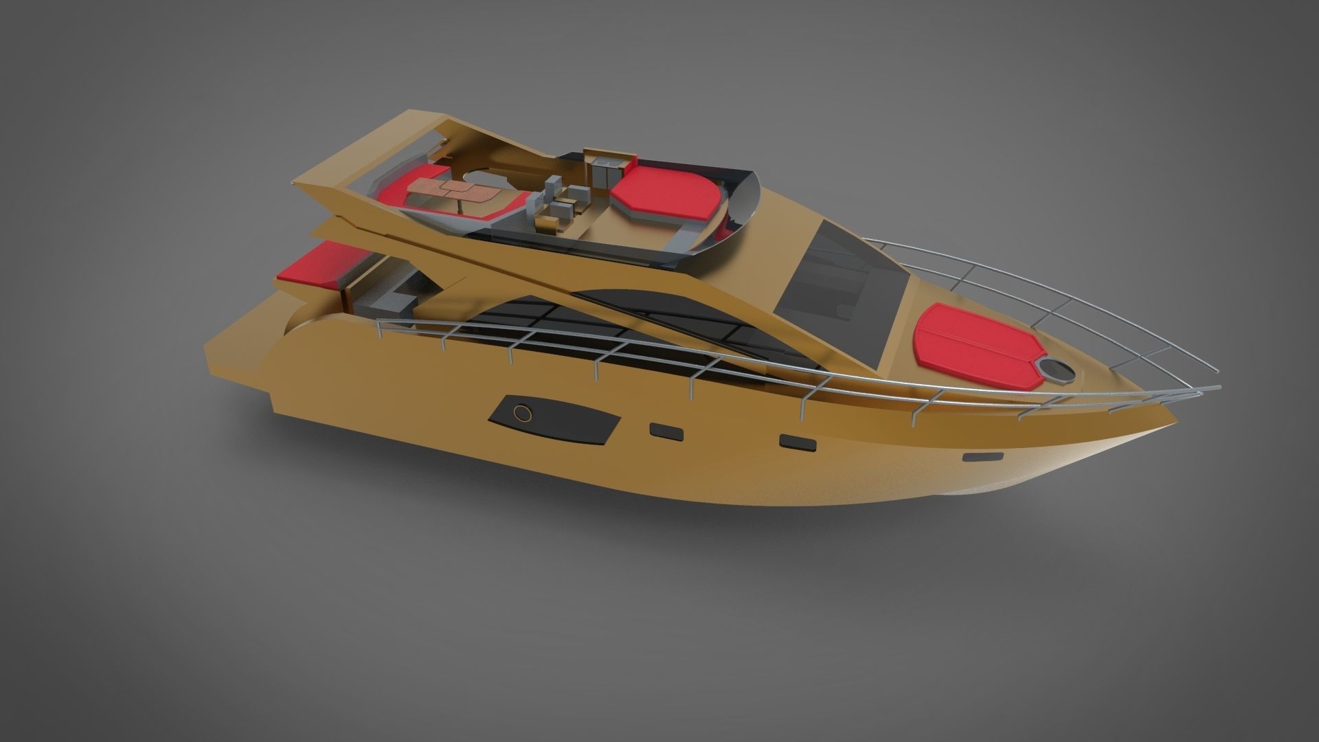 Yacht boat  gold 3D print model_2