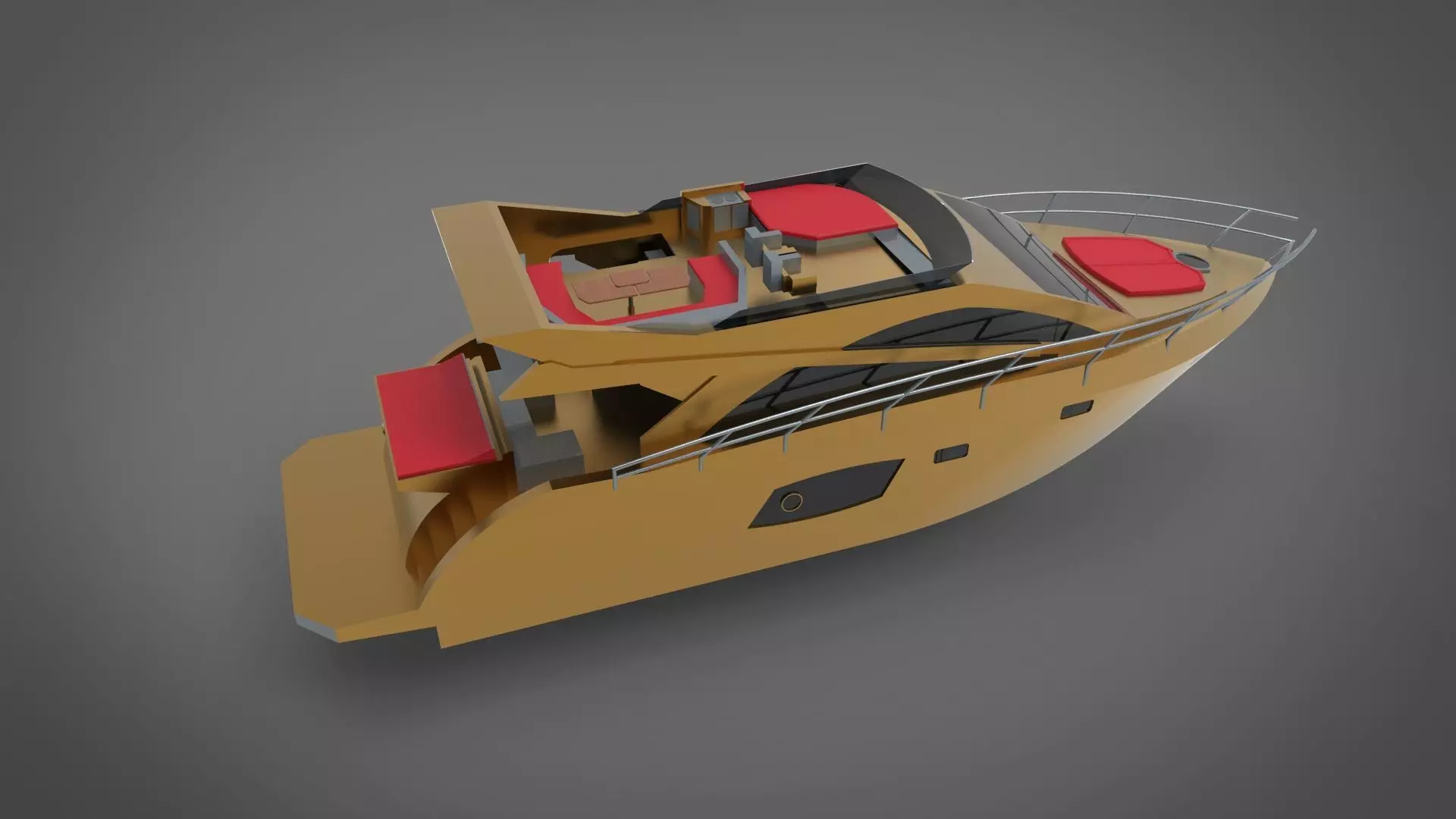 Yacht boat  gold 3D print model_0