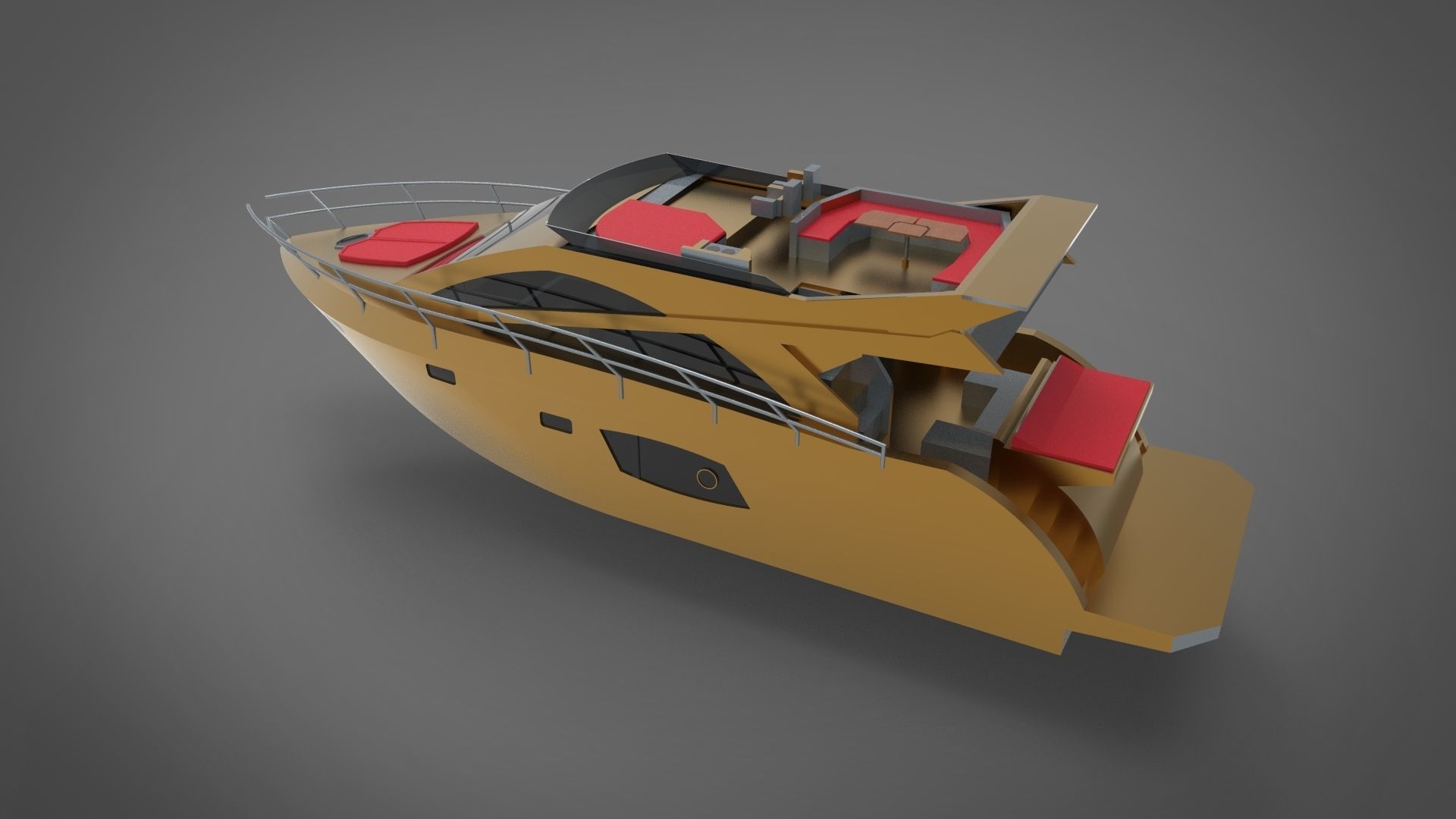 Yacht boat  gold 3D print model_4