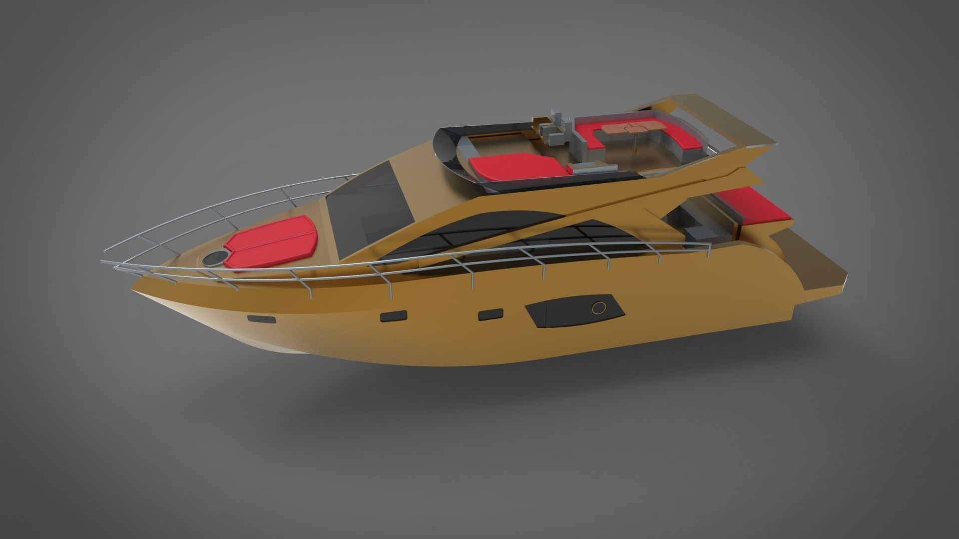 Yacht boat  gold 3D print model_7