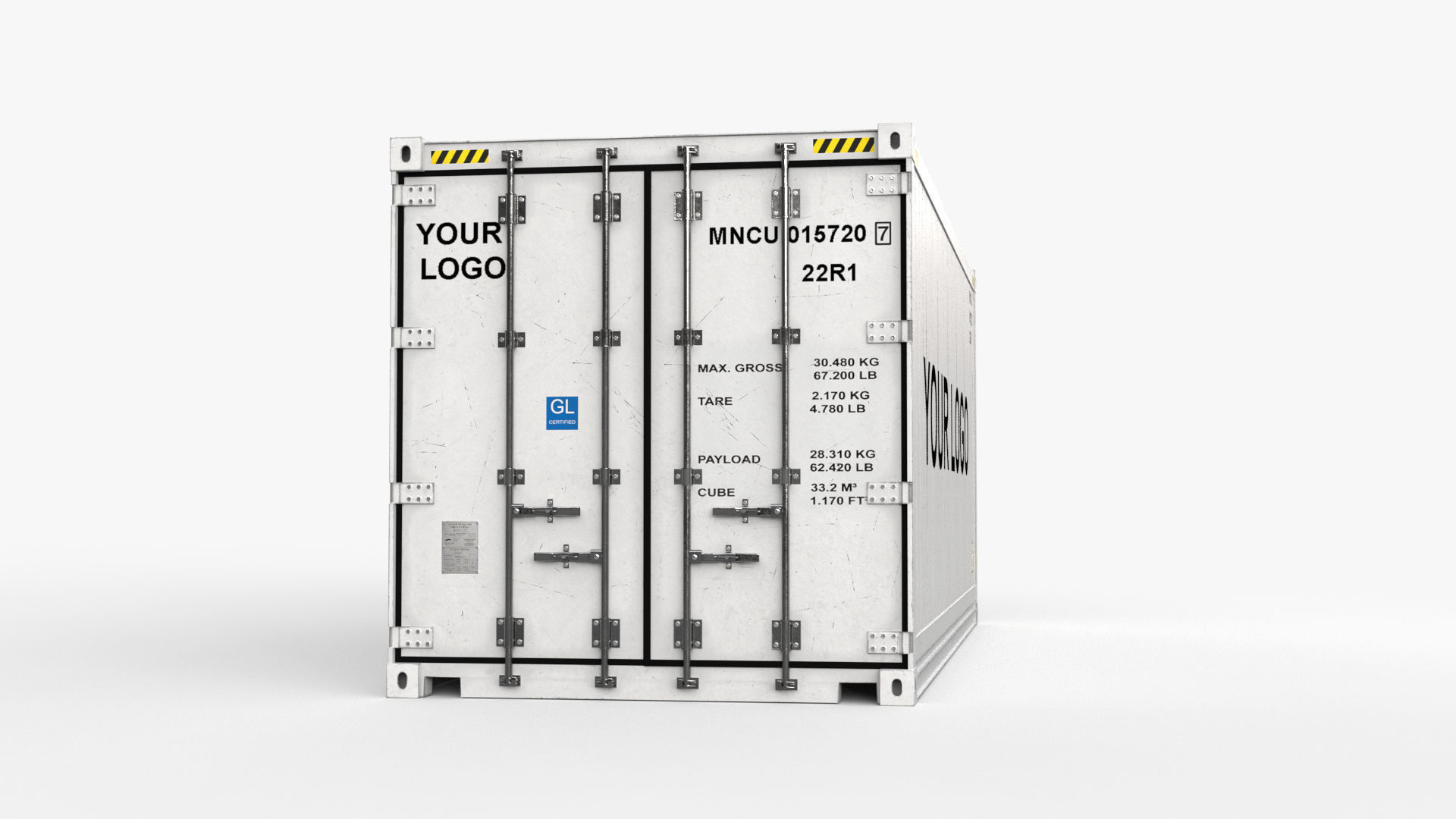20ft GENERIC Container Reefer CARRIER- PSD edit 3D model_6