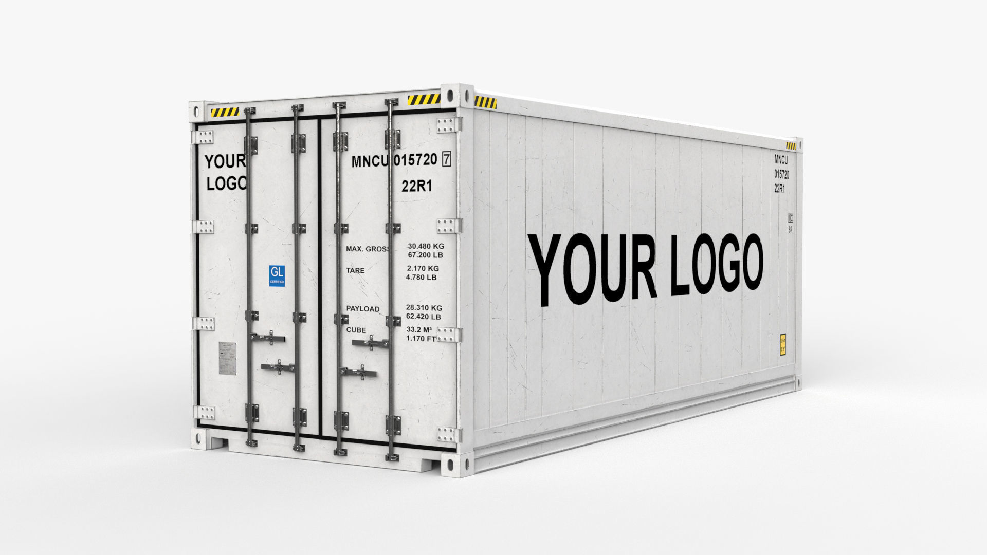 20ft GENERIC Container Reefer CARRIER- PSD edit 3D model_5