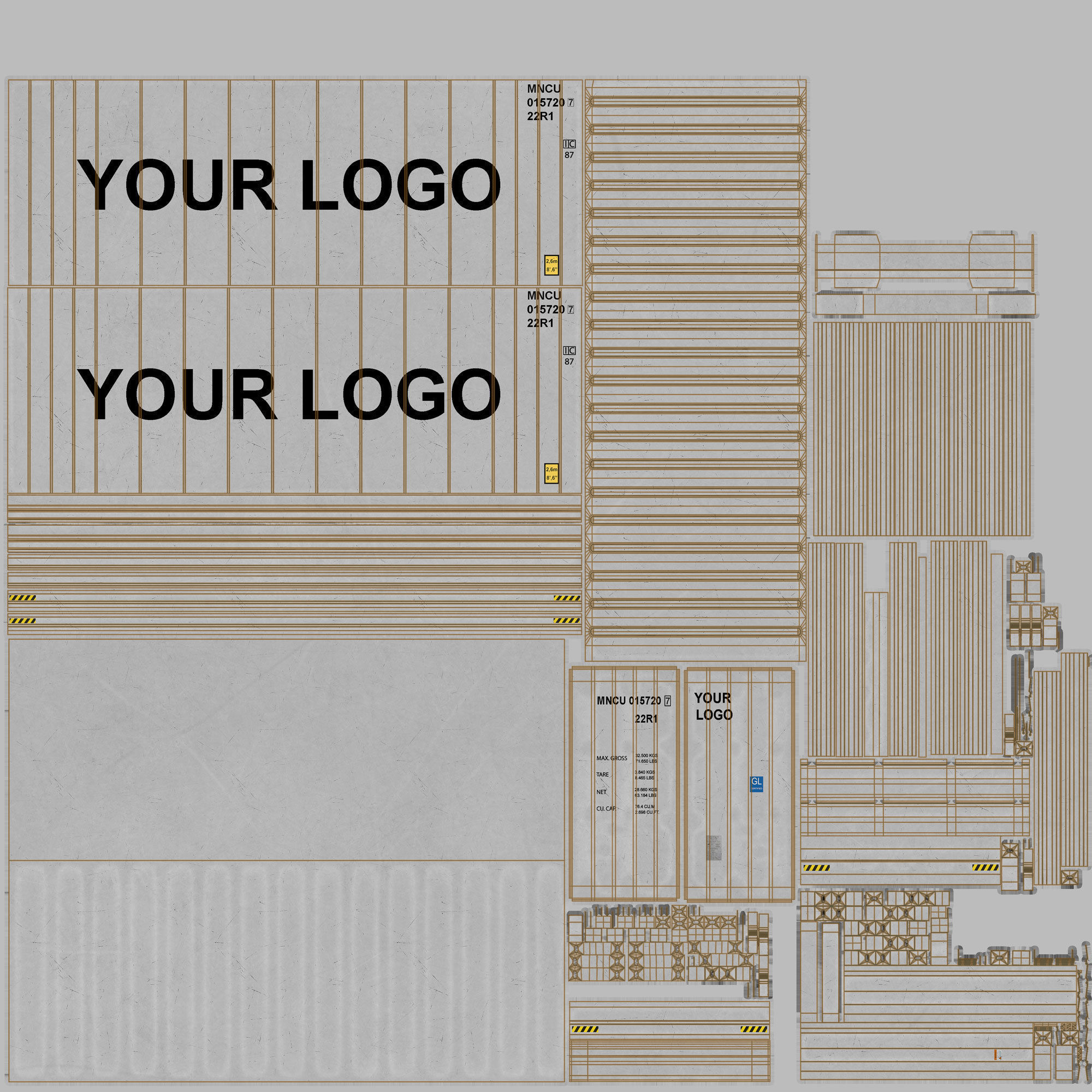20ft GENERIC Container Reefer CARRIER- PSD edit 3D model_9