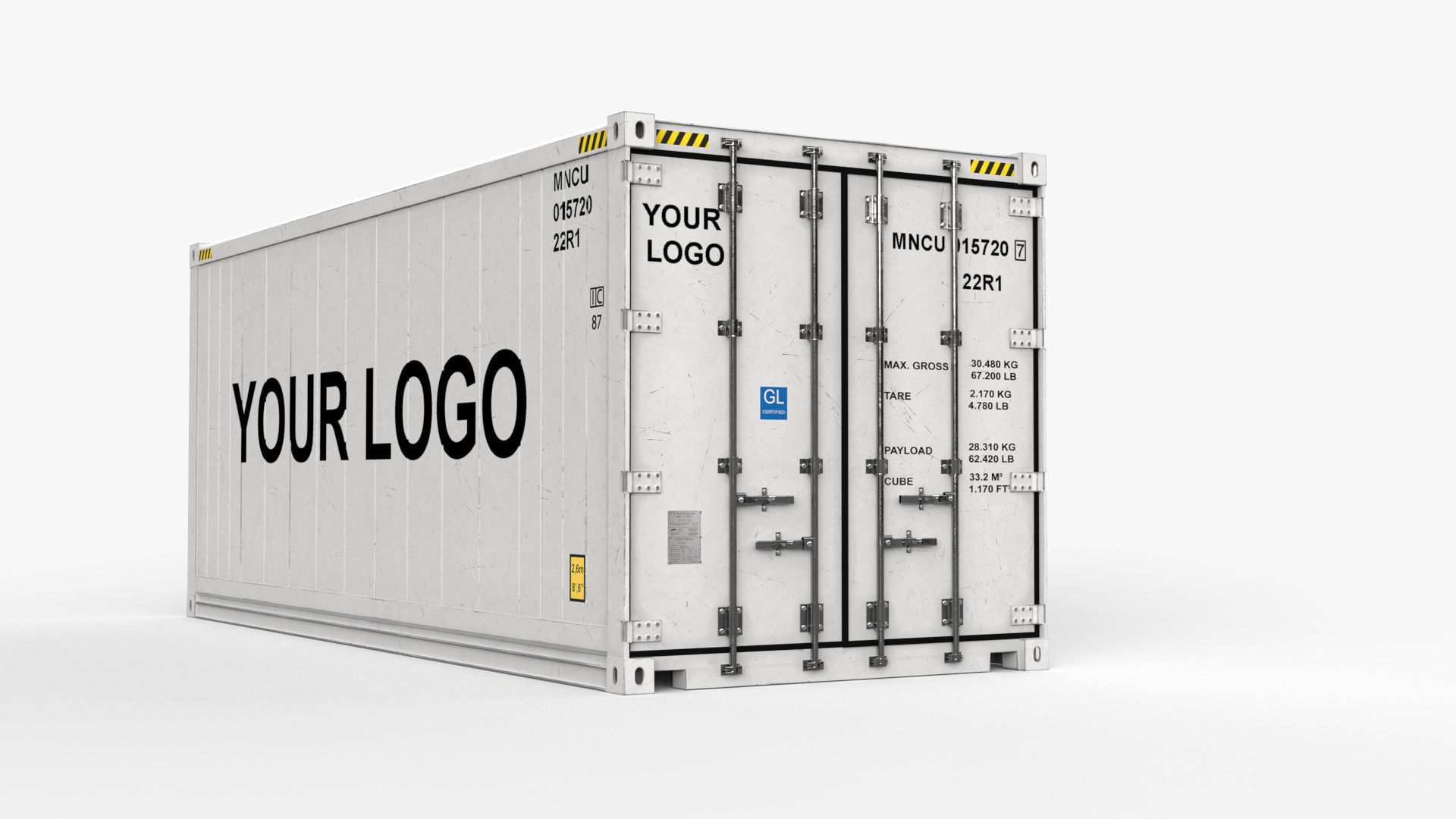 20ft GENERIC Container Reefer CARRIER- PSD edit 3D model_4
