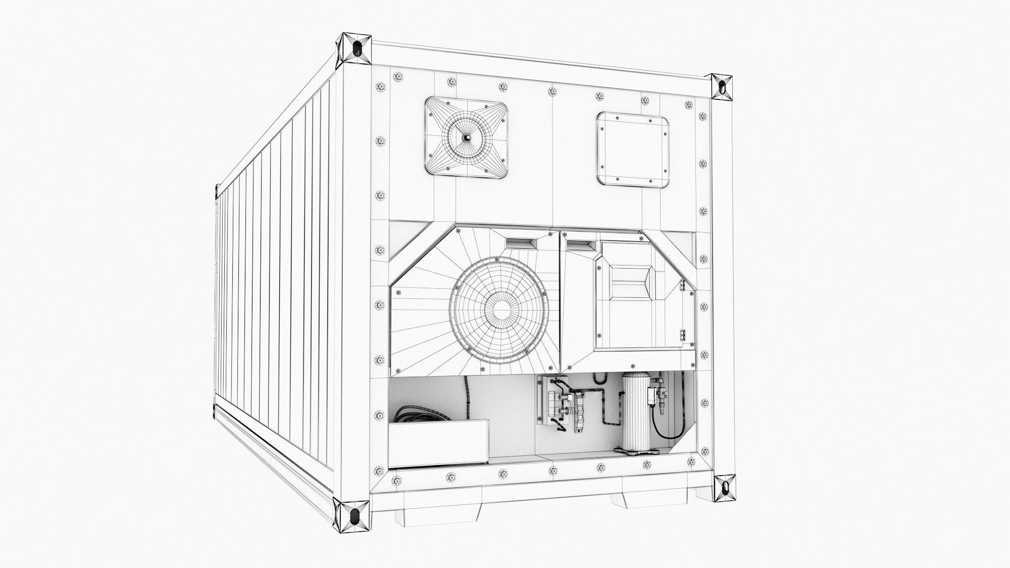 20ft GENERIC Container Reefer CARRIER- PSD edit 3D model_14