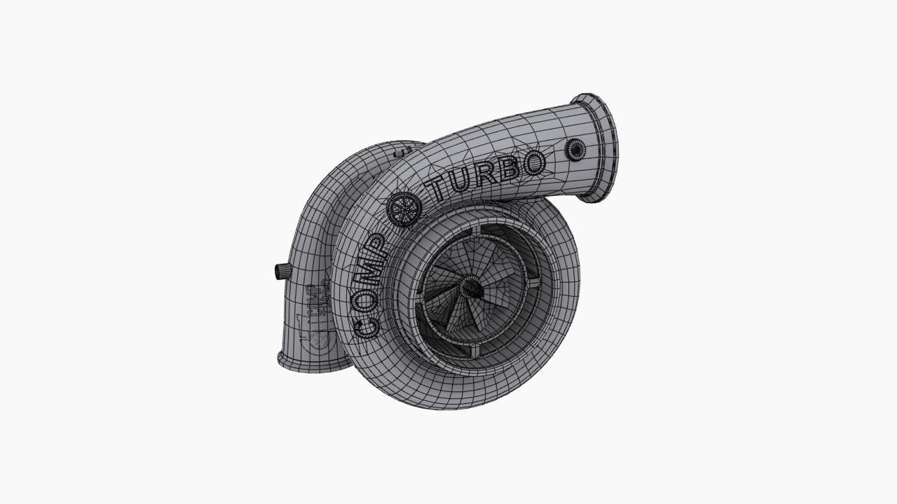 Comp Turbo CTR55140S 140mm turbocharger Low-poly 3D model_10