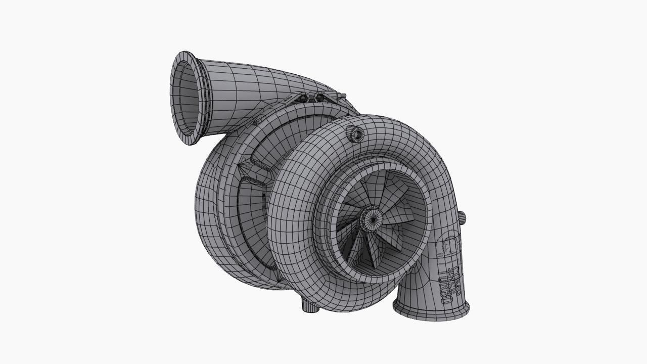 Comp Turbo CTR55140S 140mm turbocharger Low-poly 3D model_13