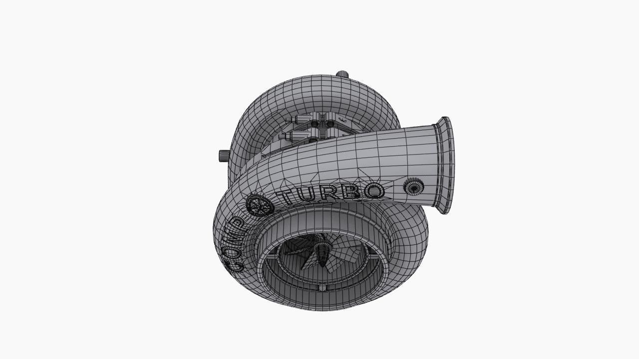Comp Turbo CTR55140S 140mm turbocharger Low-poly 3D model_11