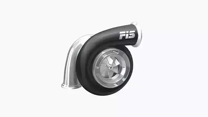 Forced Inductions GTR 107mm GEN4 black polished turbocharger Low-poly 3D model
