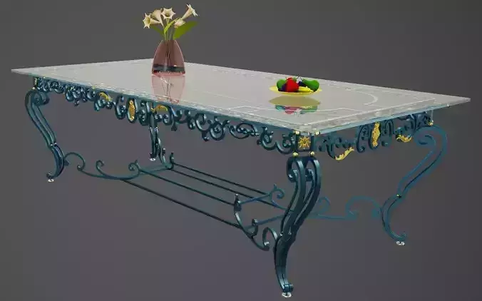 Wrought iron rectangular table