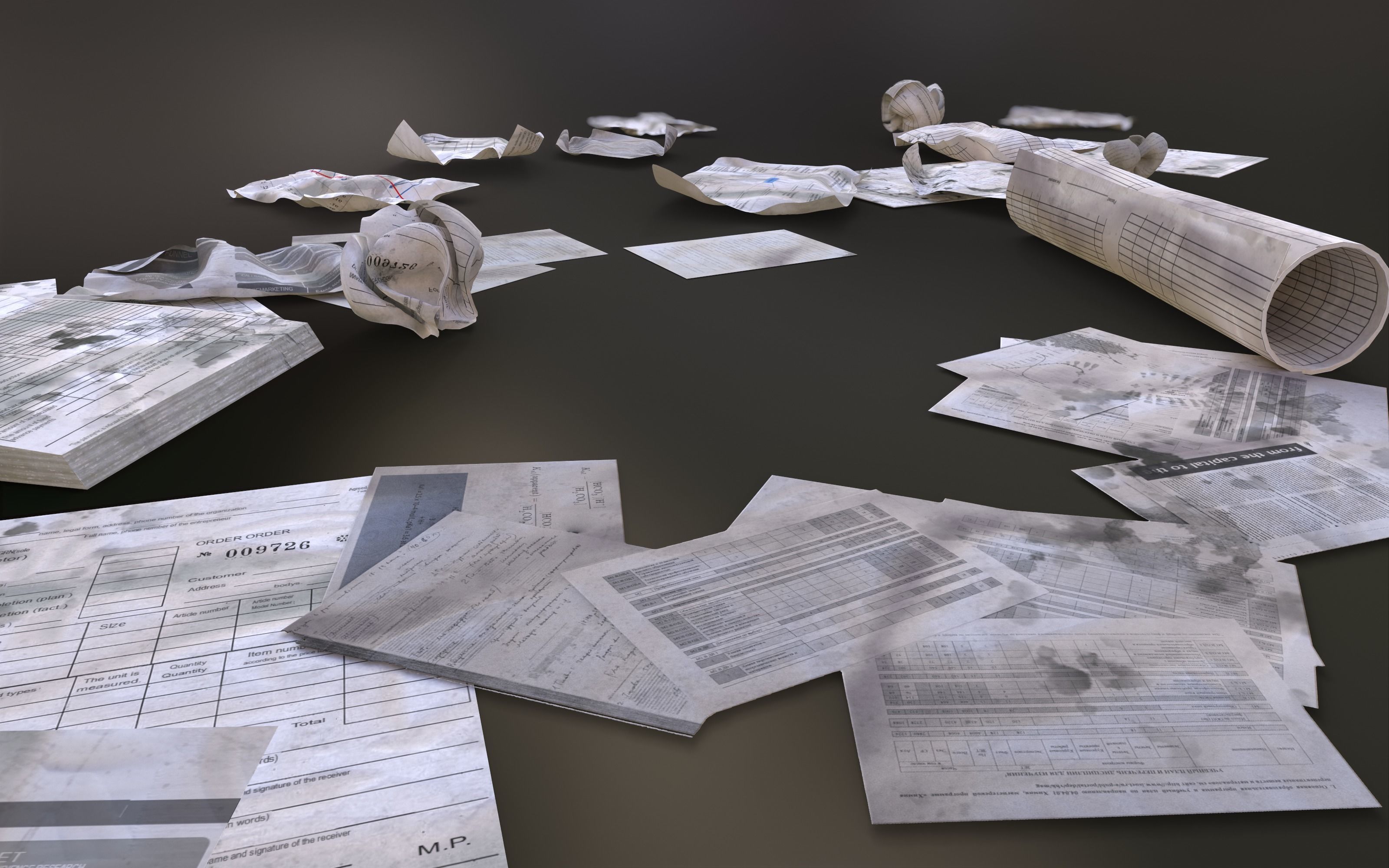 Scattered paper Low-poly 3D model_20