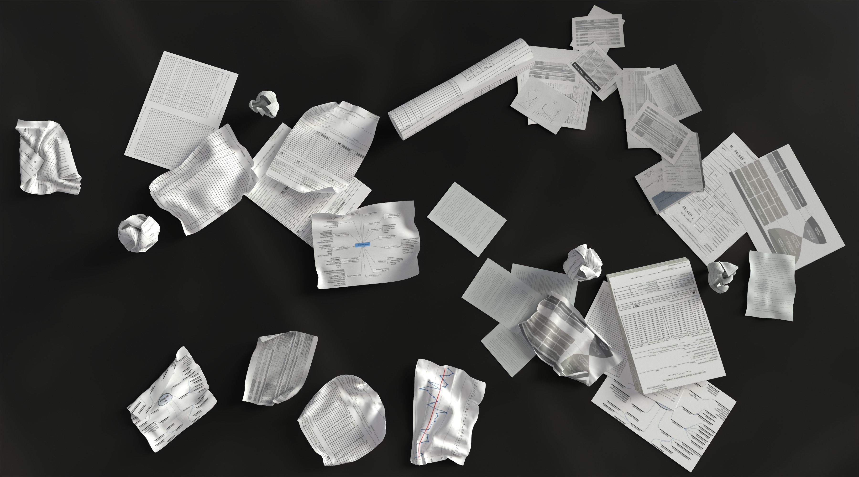 Scattered paper Low-poly 3D model_31
