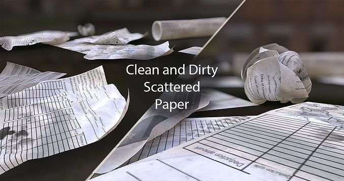 Scattered paper Low-poly 3D model