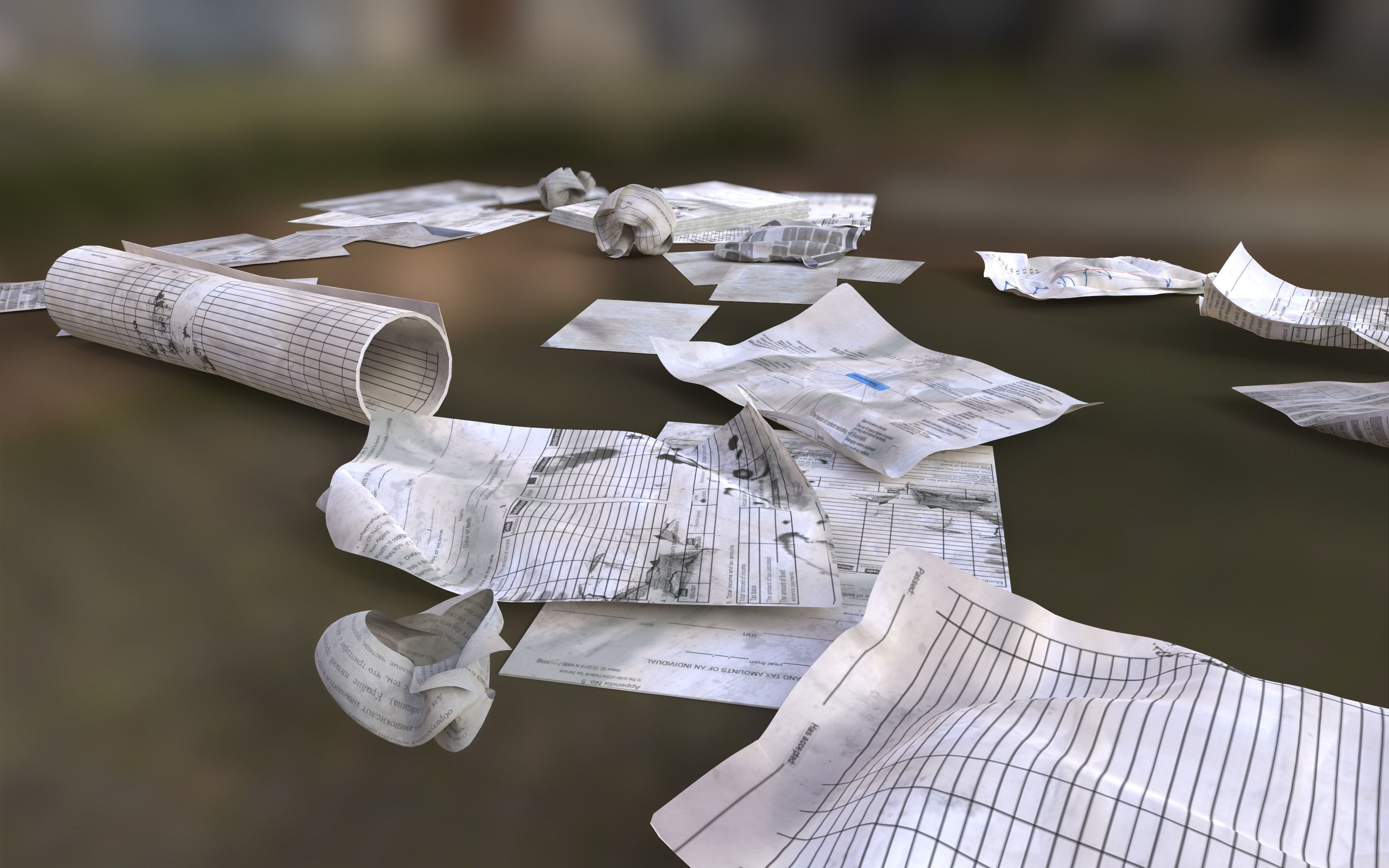 Scattered paper Low-poly 3D model_19