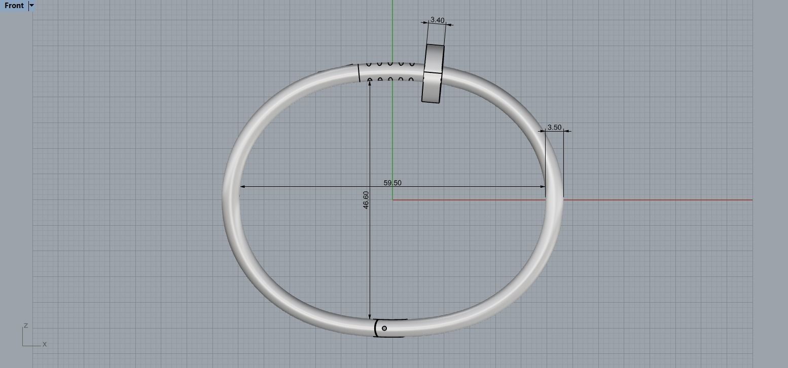 Juste un clou Bracelet 17 Size N111 3D print model_6