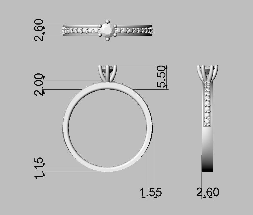 Diamond Engagement Ring 3D print model_4