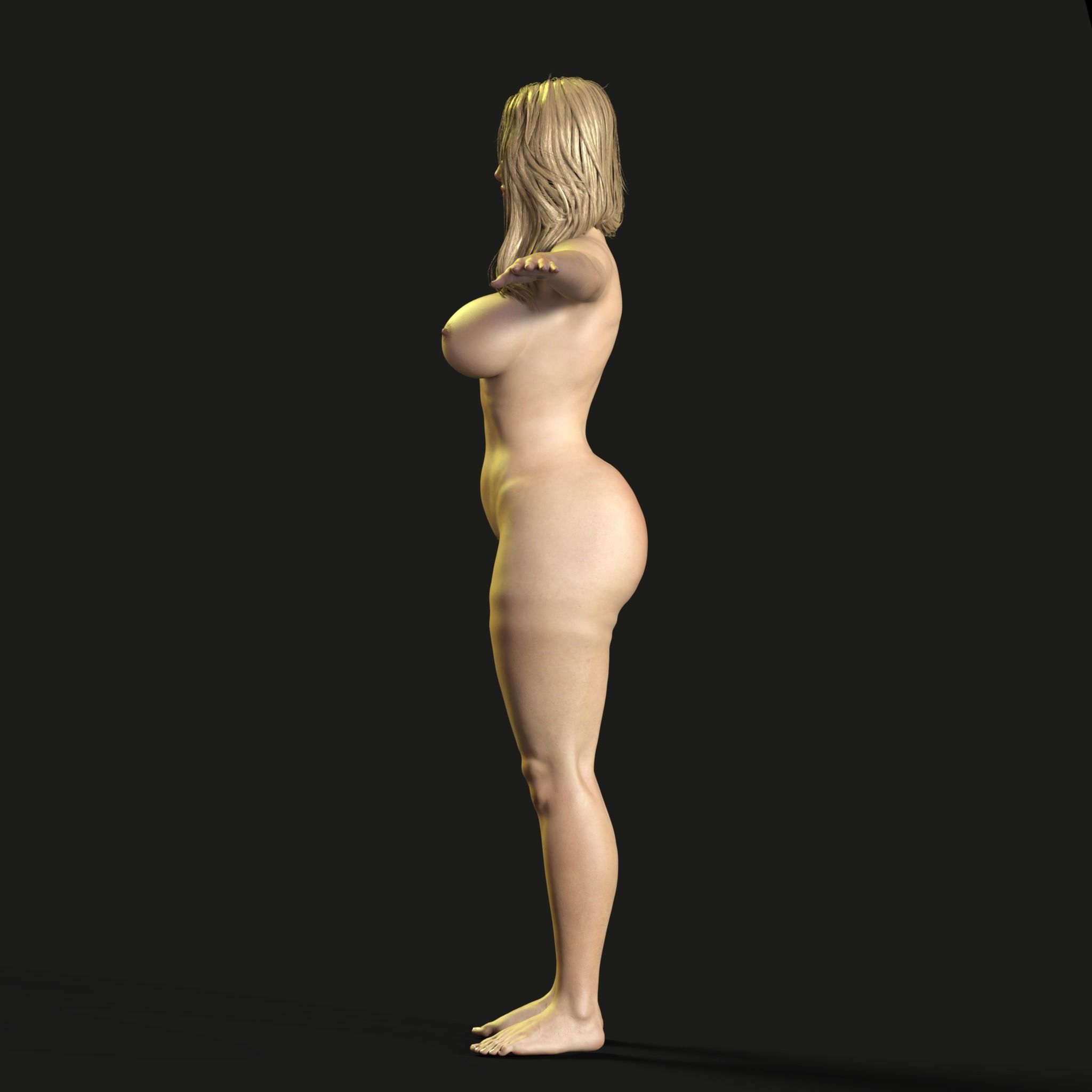 Realistic Sexy Female Naked Fully Rigged 3D Model Low-poly 3D model_21