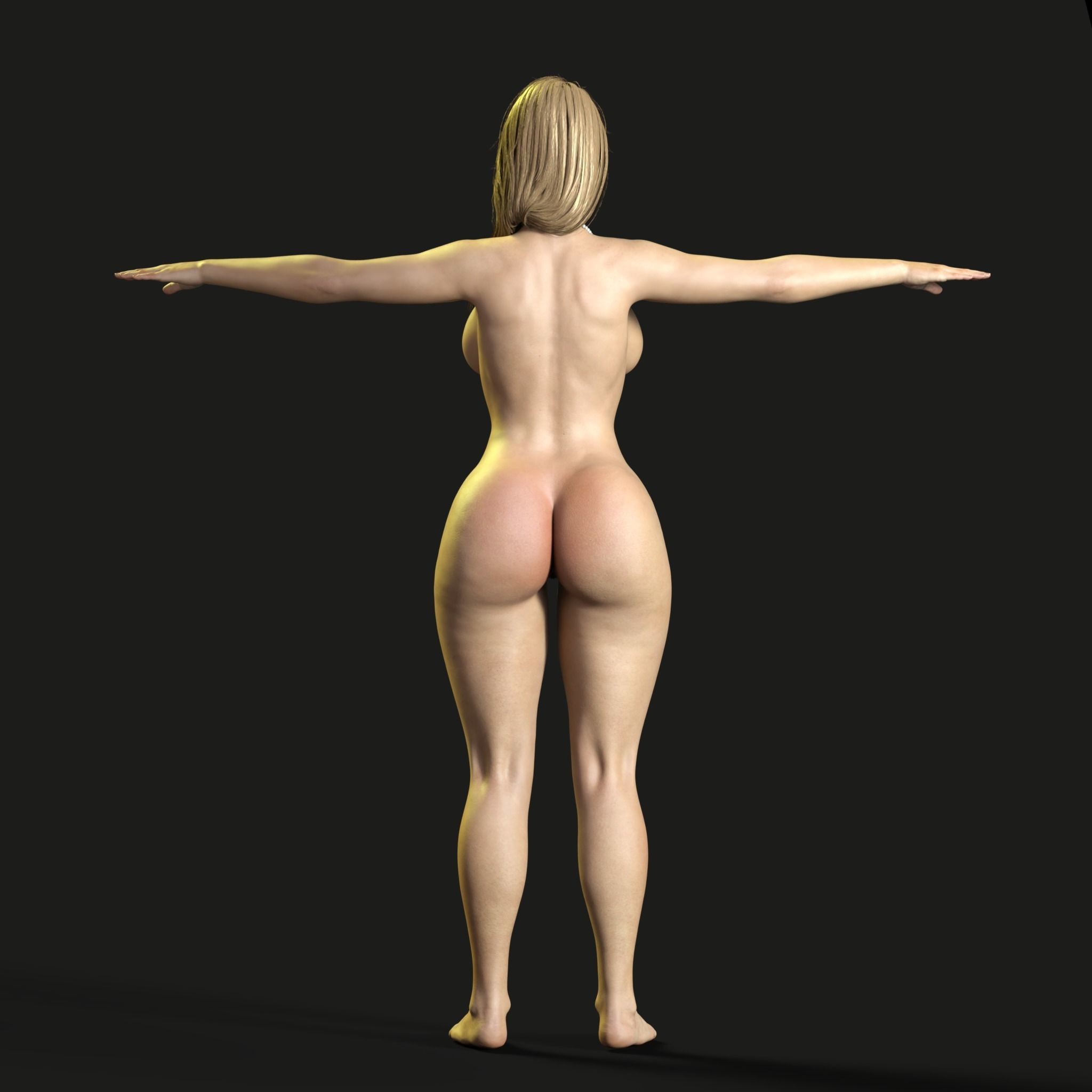 Realistic Sexy Female Naked Fully Rigged 3D Model Low-poly 3D model_17