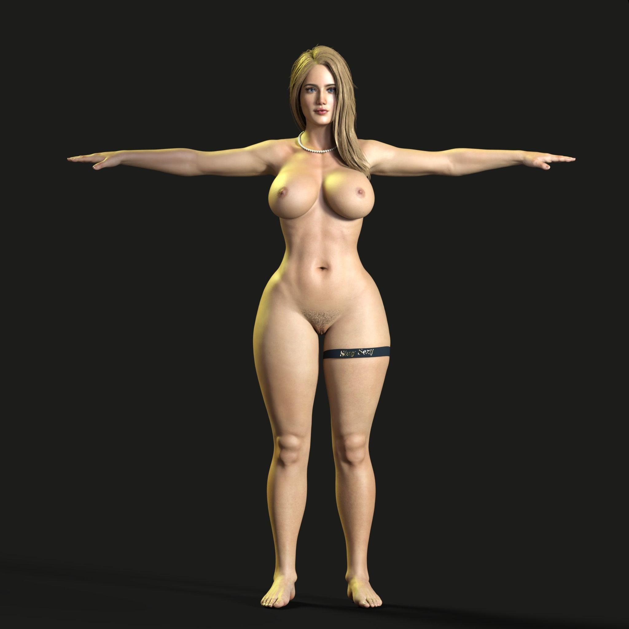 Realistic Sexy Female Naked Fully Rigged 3D Model Low-poly 3D model_15