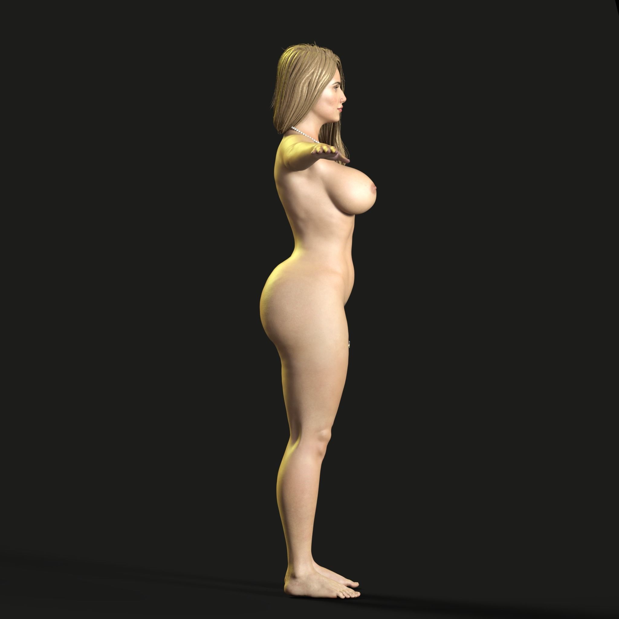 Realistic Sexy Female Naked Fully Rigged 3D Model Low-poly 3D model_19