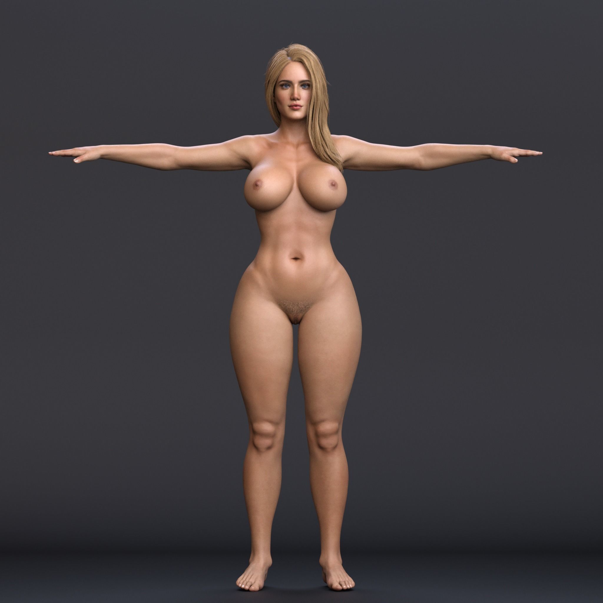 Realistic Sexy Female Naked Fully Rigged 3D Model Low-poly 3D model_16