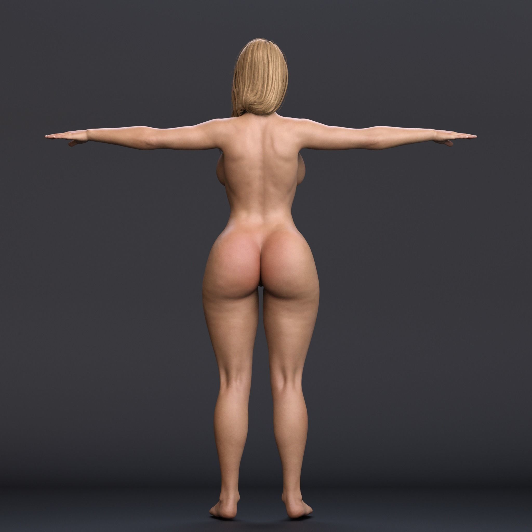 Realistic Sexy Female Naked Fully Rigged 3D Model Low-poly 3D model_18