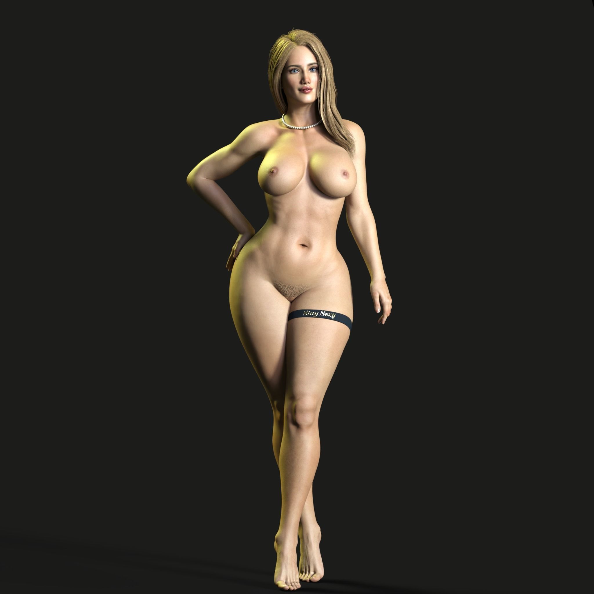 Realistic Sexy Female Naked Fully Rigged 3D Model Low-poly 3D model_2