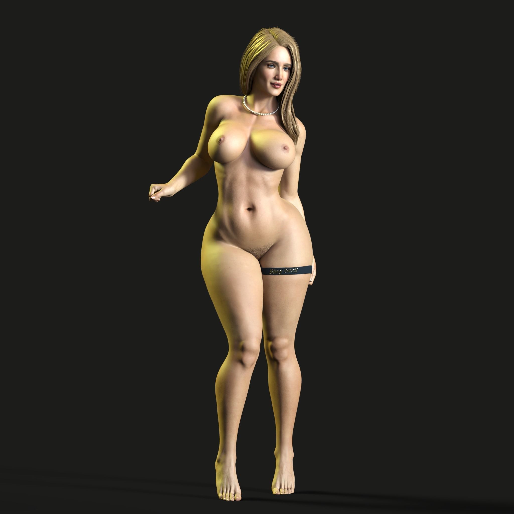 Realistic Sexy Female Naked Fully Rigged 3D Model Low-poly 3D model_8