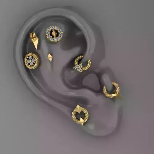 Piercing Diamond Setting 7 Pieces 3D print model