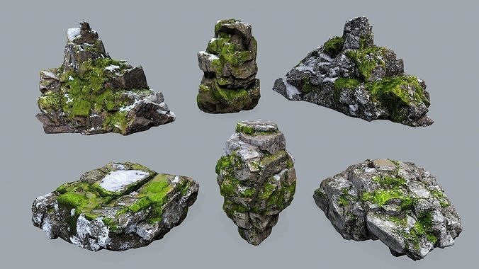 snow rocks Low-poly 3D model