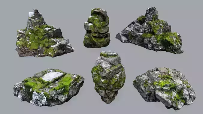 snow rocks Low-poly 3D model