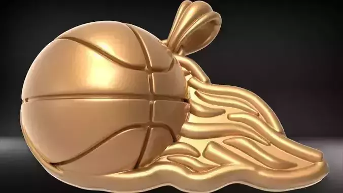 3D Flaming Basket Ball Pendant Charm Necklace Jewelry