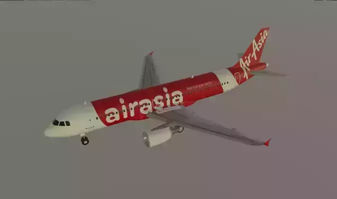 Air Asia airbus a320-214-216 low poly 3D model Low-poly 3D model