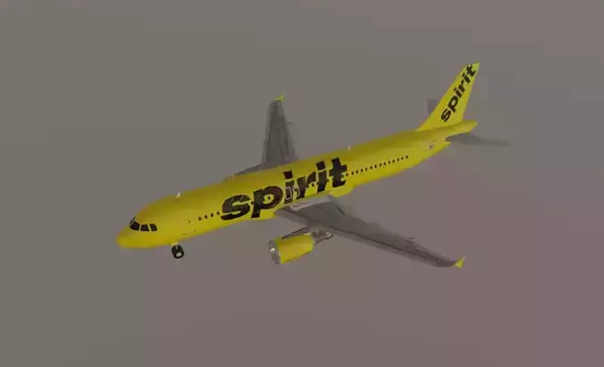 Spirit Airlines airbus a320 low poly 3D model Low-poly 3D model
