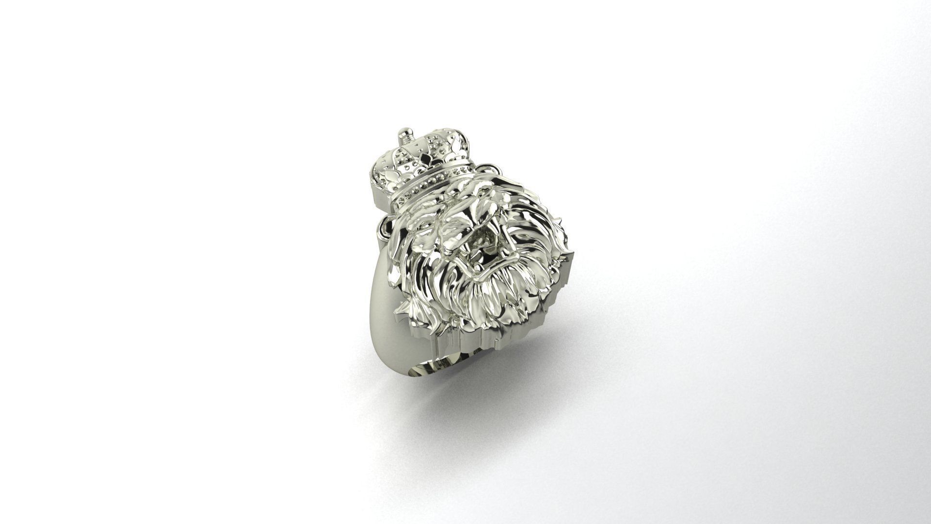 Ring with High-Relief Lion 3D print model_3