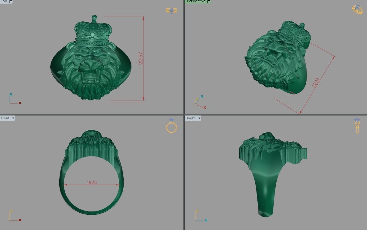 Ring with High-Relief Lion 3D print model_4