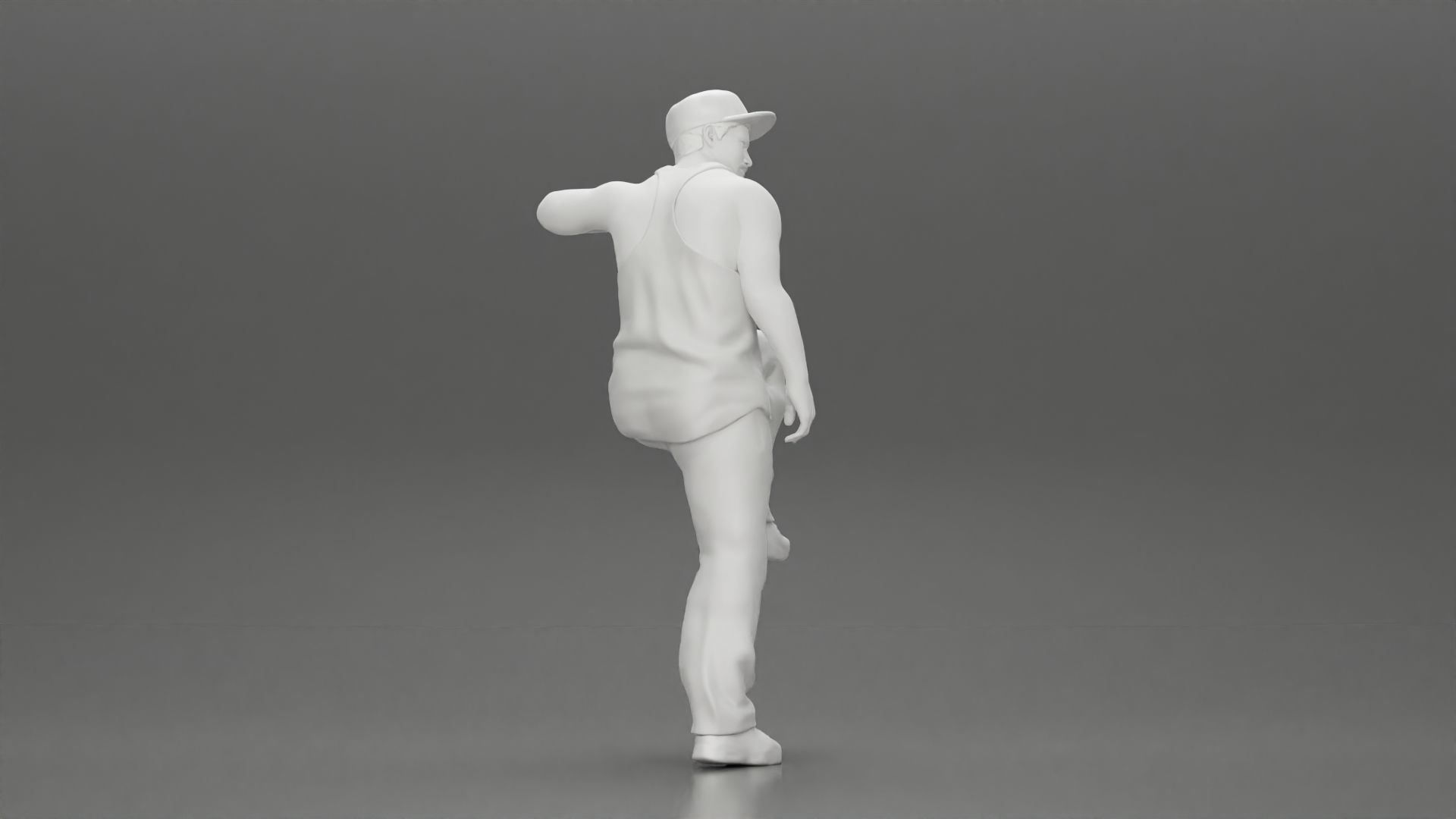 gangster wearing cap tank top with sunglasses leans against car 3D print model_20