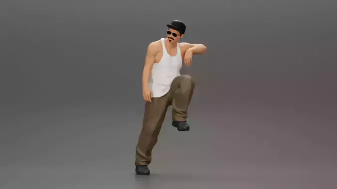 gangster wearing cap tank top with sunglasses leans against car