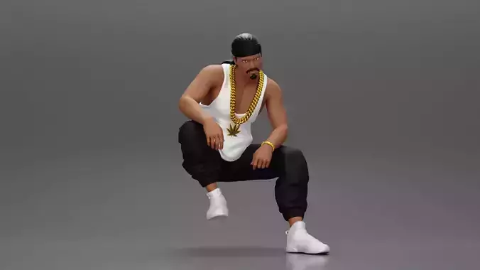 gangster homie in a gold chain and durag is sitting and thinking