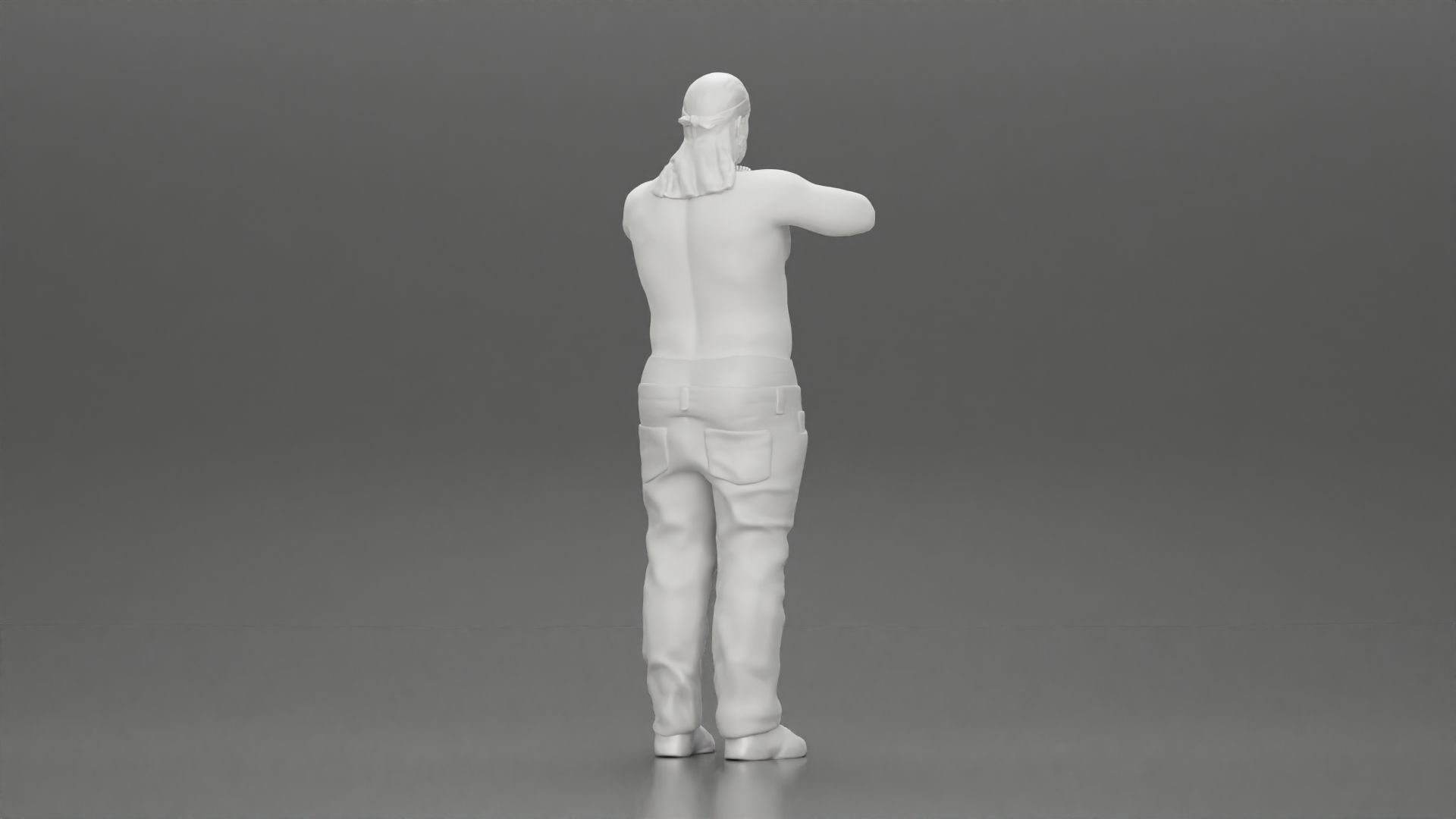 gangster homie in a silver chain and durag standing 3D print model_8