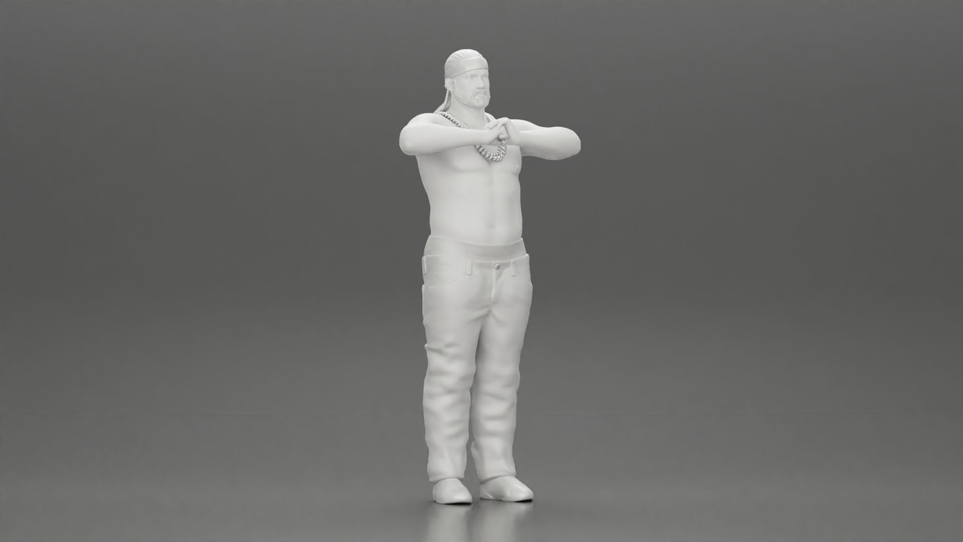 gangster homie in a silver chain and durag standing 3D print model_6
